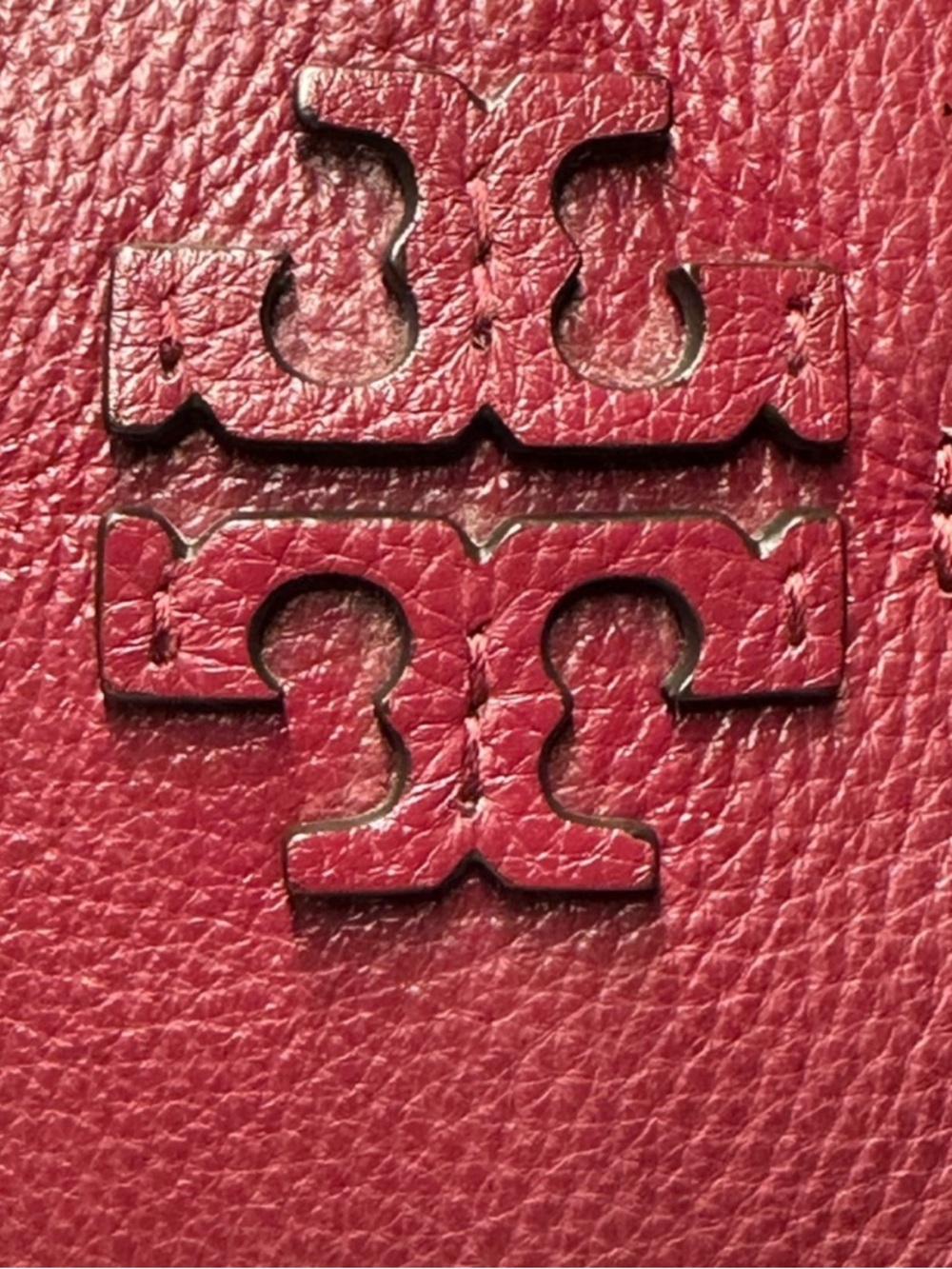 Tory Burch McGraw Leather Tote- Wine Red with Black Handles - Picture 3 of 15